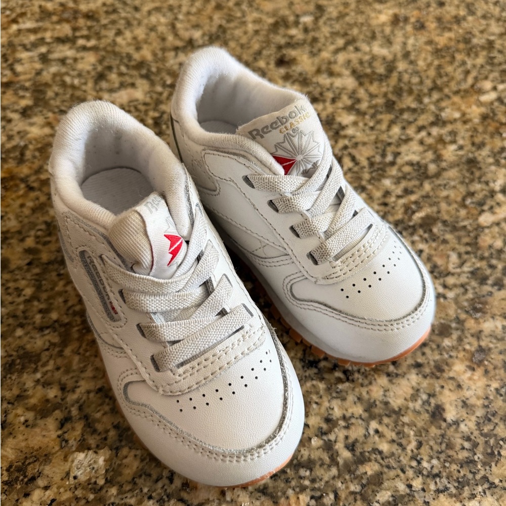 Reebok Kids White Sneakers with Red Accent